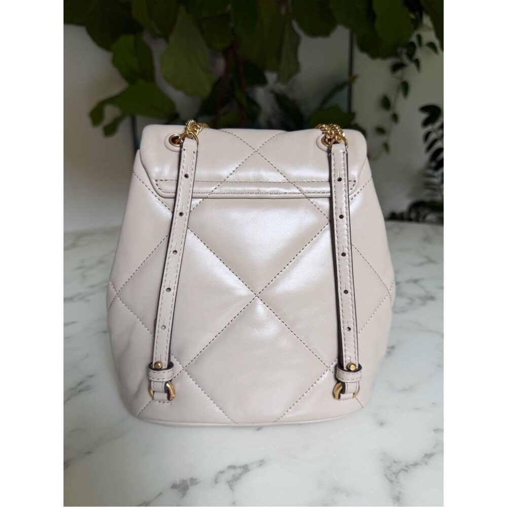 Tory Burch Mini Kira Diamond Quilt Backpack Light Stone Leather - Picture 8 of 16